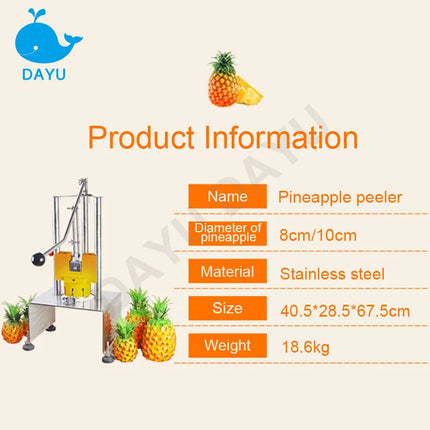 Pineapple Peeler Commercial Stainless Steel Core Remover Drink Maker Hand-Pressed Style Peeling Machine