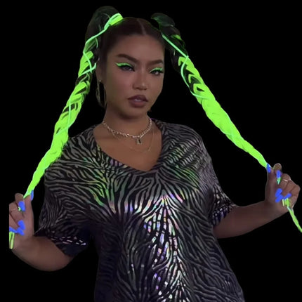 24inch Synthetic Christmas Braiding Hair Colored Braids Extensions Glowing Braiding Hair Shining Fluorescent Light in Darkness