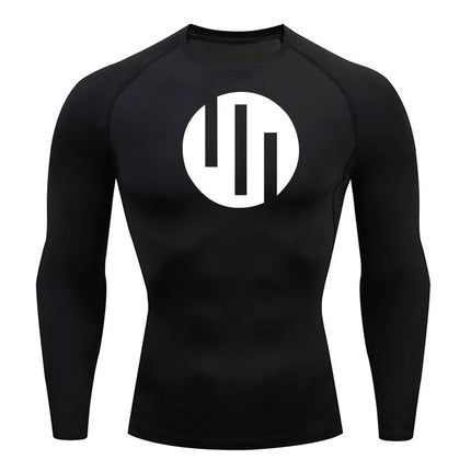 New Gym Short Sleeve Running T-Shirt Men's Compression Long Sleeve Shirt Sun Protection Quick Drying Sports Top Black Sportswear