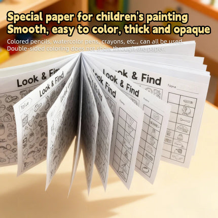 32 Pages Without Repetition Search for Items Game Look and Find Coloring Book Develop Kids Focus and Observation Exercise Book