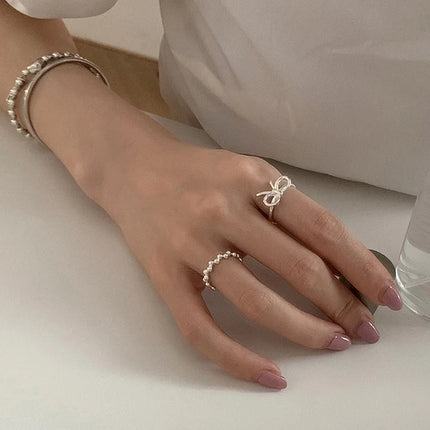 VENTFILLE 925 Sterling Silver Bow Tie Open Finger Ring For Women Gift Cute Design Fashion Jewelry Gift Wholesale