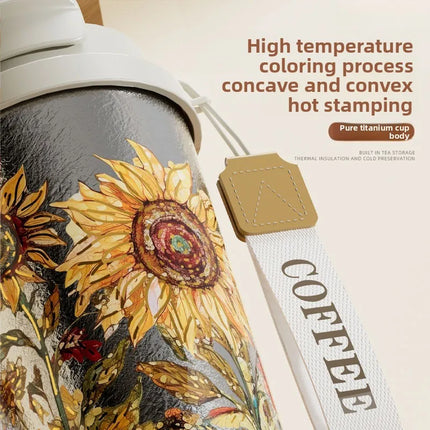 100% Pure Titanium Couples Coffee Mug - 520ml  Cup, Compact Portable for Office/Outdoor/Travel, Coffee Heat Retention