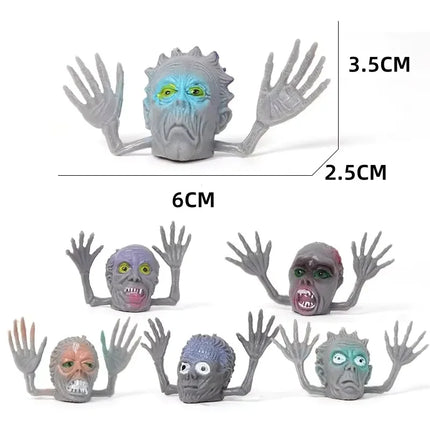 12pc Horror Story Ghost Head Finger Cover Mini Ghost Zombie Telling Story Puppets Hand Toys Halloween Interactive Party Kid Gift