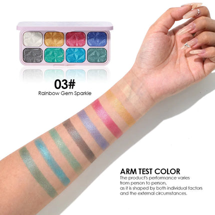 Creamy Eyeshadow Palette 8 Shade Set Buildable Sparkle and Highlight Easy Blend No Fallout for Woman Girl Quick Makeup Essential
