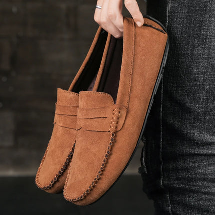 Fashion Suede Men Casual Shoes Breathable Leather Mens Loafers Slip on Male Driving Shoes Luxury Brand Comfortable Boat Shoes