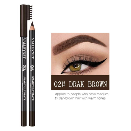 Ultra-fine Wooden Eyebrow Pencils with Brush Black and Brown Series, Matte Finish, Long-lasting Waterproof Formula Eye Makeup