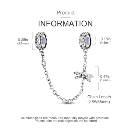 Sparkling Clear Silver Safety Chain 925 Sterling Silver Safety Chain Charm Beads Fit Original Bangle Bracelet DIY Jewelry