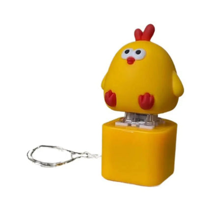 Yellow Chick Wooden Fish Keyboard Keychain Electronic Wooden Fish Mechanical Keyboard Keychain Merit +1 Axle Tester
