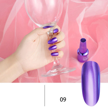 12 Colors Mirror Polish Long-lasting Quick-drying Metallic Silver Purple Rose Gold Nail Polish, Non-Peeling Nail Gel Varnish