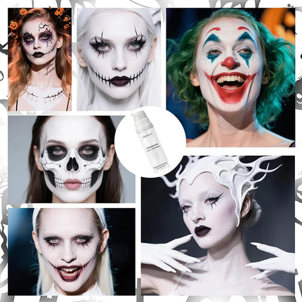 White Liquid Foundation Blending Pure-15ml Silky Creamy Matte Long-Wearing Transfer-Resistant for Stage Cosplay Halloween Makeup