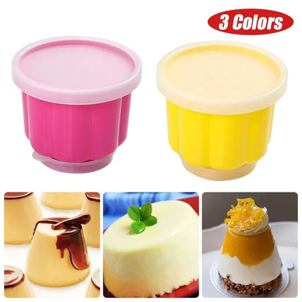Pudding Cake Mold with Lid DIY Baby Food Jelly and Pudding Bakeware for Home Baking and Dessert Making with Fresh-Keeping Lid