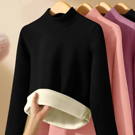 Double Sided Velvet Thermal Underwear for Women Set Thick Intimate Self-heating Bottoming High Collar Top+trousers 2 Piece Set