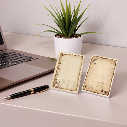 2 pcs Vintage Style Sticky Notes, 100 Sheets Total, 100 x 70 mm / 3.93 x 2.75 Inch, Self-Adhesive Reminder Notes for Office