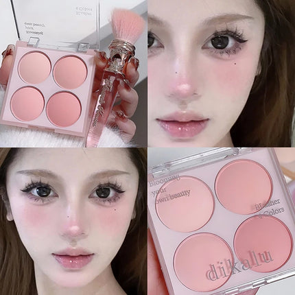 1Pc 4-Color Matte Blush Powder Set | Sweet Warm Tone | Cheek Brightener | Natural Illuminator | Enhances Facial Beauty