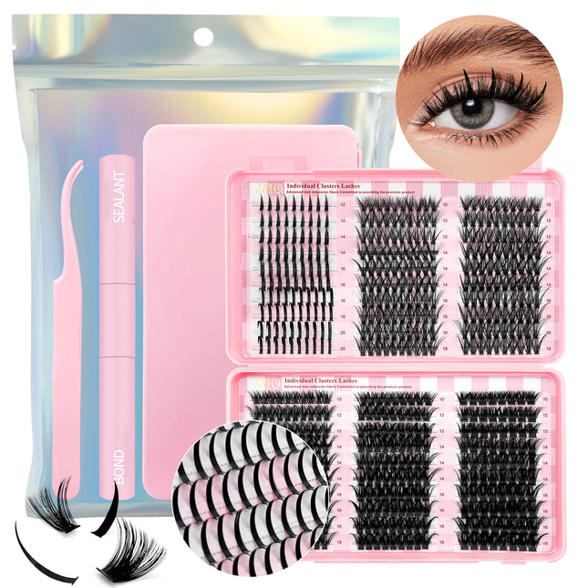 Lash Clusters with Spikes Kit DIY Spiky Eyelash Extension Thick Volume Spiky Individual Lashes Set Mink Strip Lash by LAKANAKU