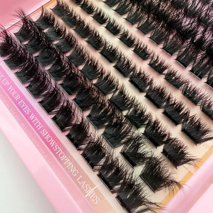 12 Rows Mixed 2 Spikes & 10 Volume 3D Faux Mink Lash Clusters DIY Extensions Kit for Eyelash Enhancements