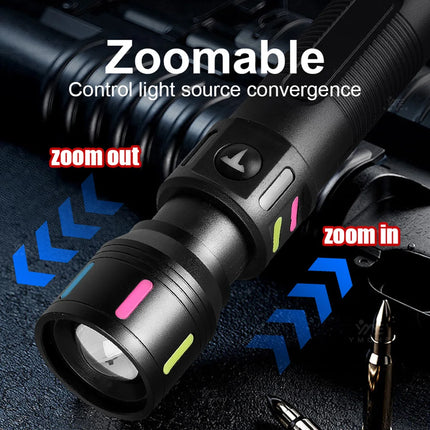 White Laser Flashlight Keychain High Power Rechargeable LED Flashlight Torch Tactical Portable Outdoor Camping Hiking Work Light