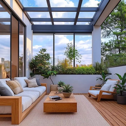 Modern Waterproof Outdoor Aluminum Sunroom With Double Layer Tempered Glass Sloped Roof Suitable For Hotel Villa Garden PatioUse