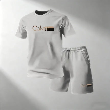 2026 Summer Men's Streetwear 2 Piece Set O-Neck T-Shirt+Sports Shorts Quick Dry Fitness Gym Running Suit Hot Sale Fashion Casual