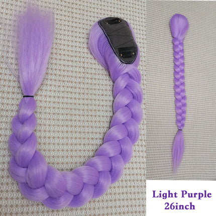 Rumi Purple Braids Cosplay Hair Extensions 26Inch Synthetic Braiding Hair Easy Clip in Ponytail for Cosplay Halloween Costume