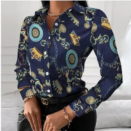 2026 Summer New Women's Long-sleeved Shirt, Single-breasted Printed Shirts Fashion Casual Tops Camisa Female Chemise S-XXL
