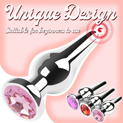 Tapered Anal Plug Anal Trainer Kit, Metal Jeweled, Fetish Jewelry Butt Plug Anal, Sex Toys Women Men Couples Lover