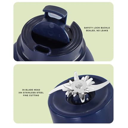 800/1300/1400ml Large Capacity Wireless Portable Juicing Cup Blender 38 Blade Juicing Crushed Ice Summer Juice Smoothie Making