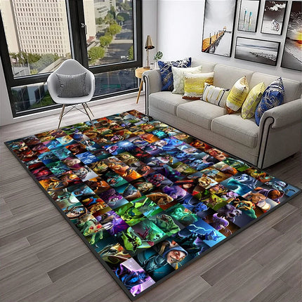 3D Classics Game Dota2 Gamer HD Carpet Rug for Home Living Room Bedroom Sofa Doormat Decor, Kids Play Area Rug Non-Slip Floor Mat