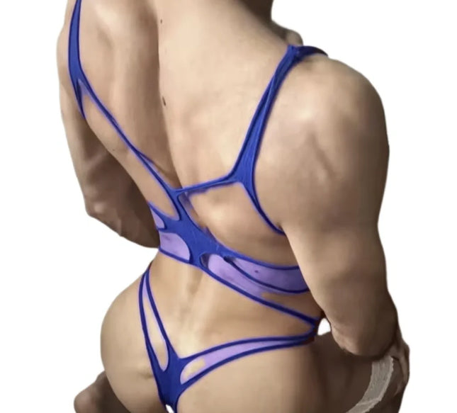 Colorful Men's Underwear Sexy Bodysuits Male Sleepwear Hot Pink Blue Purple Green Man Fishnet Clothes Man Club Wear Dropshipping