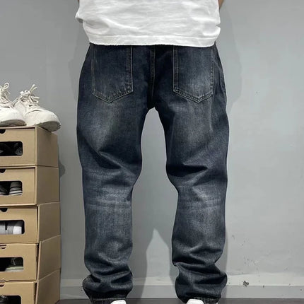 Spring/Autumn Fashion Trendy American Retro Straight Leg Stretch Denim Jeans Men's Casual Loose Fit Sports High Quality Jeans