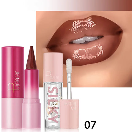 Silky Lipstick and Nourishing Lip Oil Set, Matte Pointed Lipstick, Dual-purpose, Christmas Gift Choice.