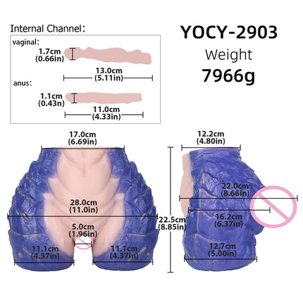 SMMQ Extra Large Beast Butt Masturbator Dual Channel Silicone Pocket Pussy Realistic Vaginal Onahole Sex Toy For Adult Men
