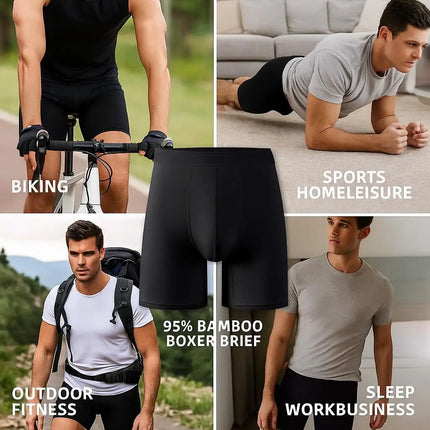 5pcs95% Bamboo Fiber 5% Spandex Men Length Long Leg Boxer Classic Design Comfortflex Waistband Underwear Man Sports Plus Size