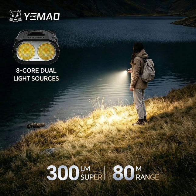 YEMAO M12 Pocket Flashlight 300 Lumens USB-C Charging Aluminum EDC Keychain Light With Power Display