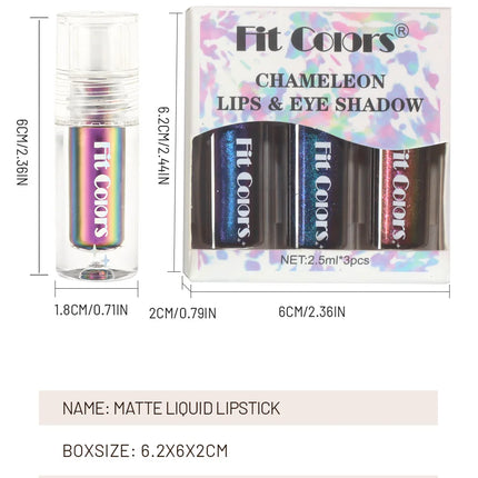 Glossy Metallic Eyeshadow Lipstick Set Liquid Glitter Pigment Optical Chameleon Face Beauty Makeup Cosmetic
