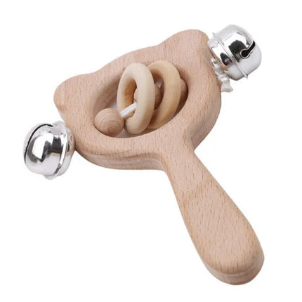 1pc Wooden Montessori Toy Hand Bell Toy Baby Mobile Musical Rattle Toy Children Stroller Classic Educational Toys Kid Gifts