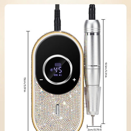 DianaBeauty 45000RPM Electric Nail Drill Machine Rechargeable Nail Polisher Portable Nail File For Gel Nails Remover Manirure