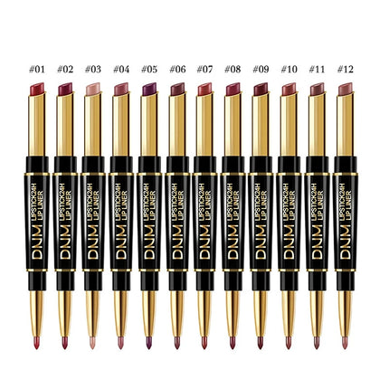 1Pc DNM Double-Ended Lip Liner And Lipstick Set High-Pigmented Long-Lasting Waterproof Non-Stick Valentine's Day Makeup Gift