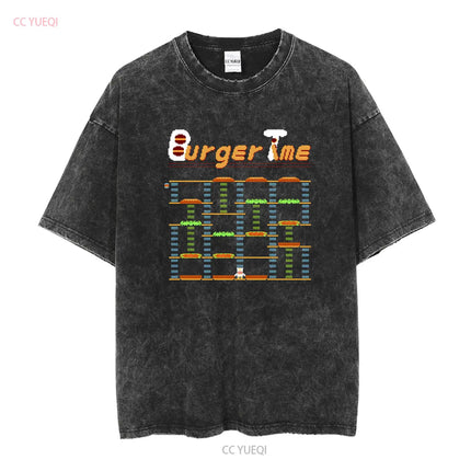Burger Time stage 1 Logo NES Famicom game 8 bit screen T Shirt Arcade classic vintage retro design all sizes vintage Washed