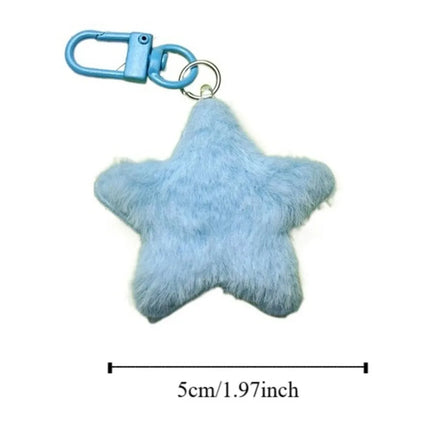 Fluffy Fur Multicolour Star Key Ring Pom Pom Starfish Plush Doll Stars Plush Keyring Soft Fluffy Stars Backpack Pendant