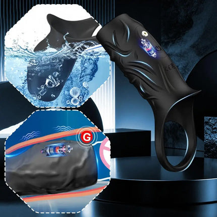 Vibrating Penis Sleeve Cock Ring Simulation Pattern Powerful Vibration Stimulation Delay Ejaculation Sex Toys Intimate Vibrators