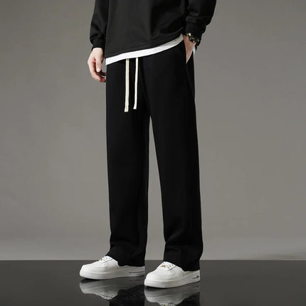 Autumn Men Sweatpants Korean Fashion Sportswear Drawstring Wide Leg Neutral Straight Track Pants Cotton Loose Casual Trousers