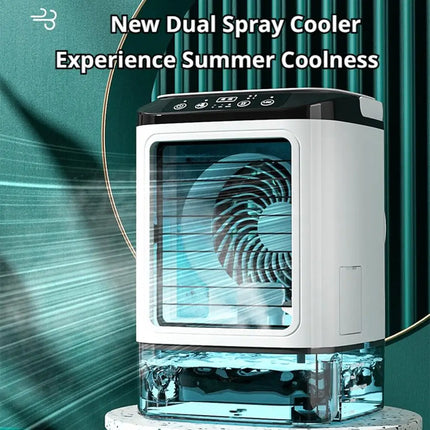 USB Mini Evaporative Air Cooler Desktop Spray Humidifier Fan 900ML Water Tank, Portable Water Cooling Fan for Home Office Use