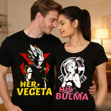 2026 Summer Dragon Ball Retro Anime T-Shirt Couple Outfit Vegeta Bulma Casual Loose Sports Tee Her Vegeta His Bulma Y2K Style