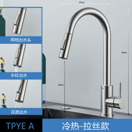 Modern Matte Black Kitchen Faucet Single Handle Pull Out Sprayer Two Function Mixer Tap Deck Mounted Hot Cold Water Household Ki