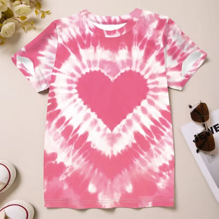 2026 Children's Clothing Girl T-Shirt Short Sleeve Child T-Shirt Vibrant Heart Graphic Casual Kids Summer Clothes Girl Top Tees