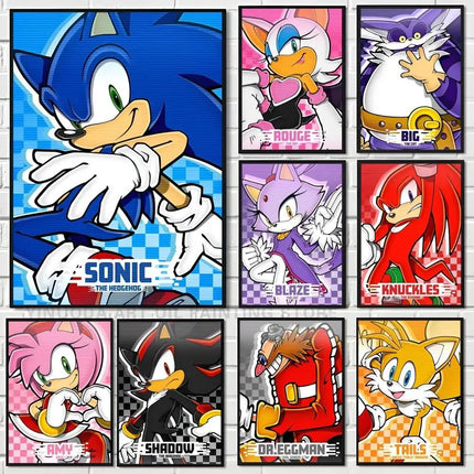 Kawaii Sonic Anime Poster Wall Art Waterproof / Kawaii Sonic Wall Poster