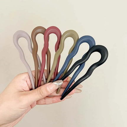 7Pcs/Set Matte U-Shaped Hair Sticks Fork Fashion Acetate Acrylic Hairpin Geometric Design Headwear Women Girls Hair Accessories