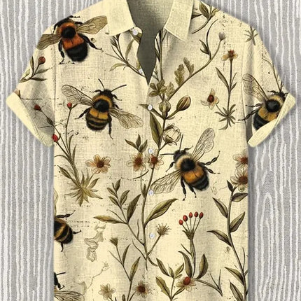 Men's Cat Graphics Shirts Short Sleeved Button Down Lapel Shirt For Summer Oversized Tops Vacation Casual Hawaiian Shirts