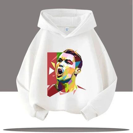 Autumn Cartoon CR7 Ronaldo Print Children's Hoodies Long Sleeve Sweatshirt Boy Football Star Casual Kid Warm Pullover Clothing